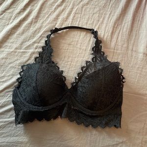 PINK black lace halter bralette